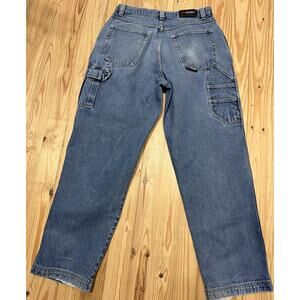 Vintage Fubu Carpenter Jeans Men's 36x34 Blue Denim Cargo Baggy Y2K